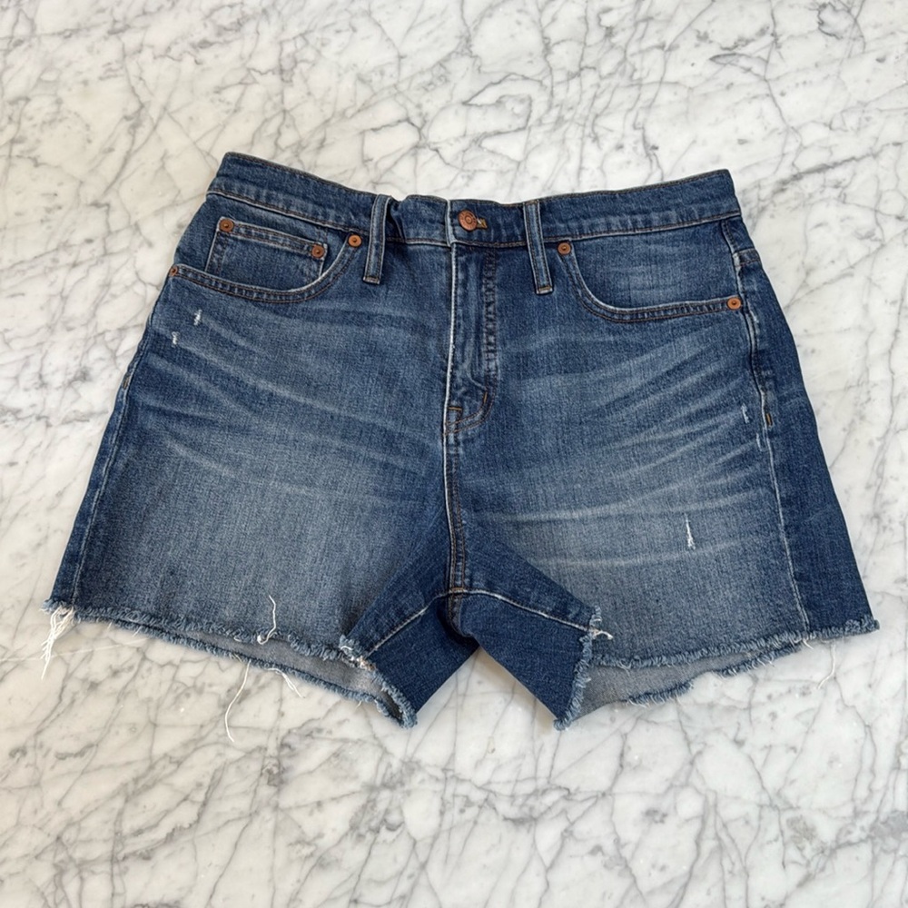 Madewell Cutoff Dark Wash Jean High-Rise Denim Shorts Size 30 Stretch